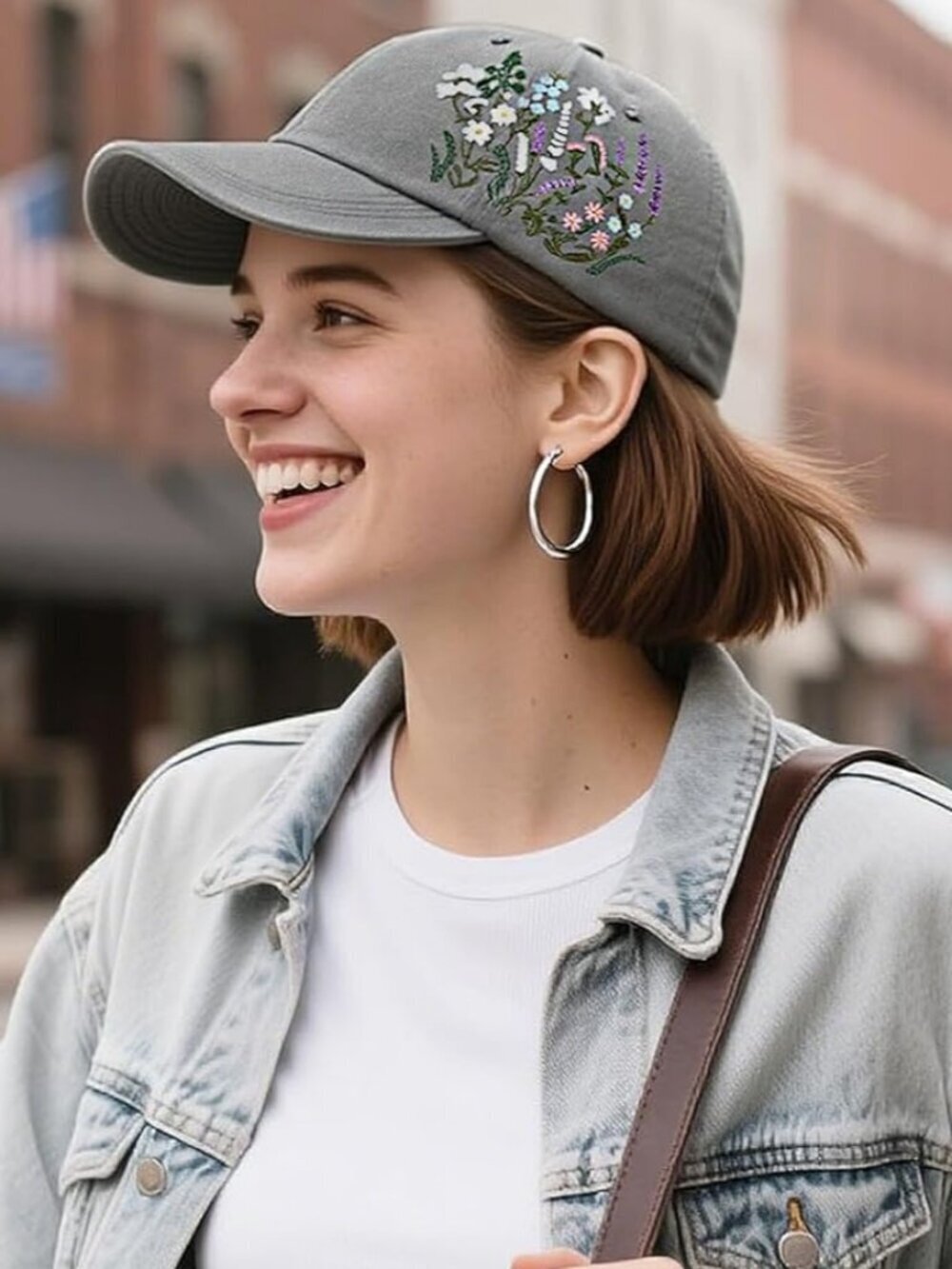 Women's Embroidered Baseball Cap Adjustable Soft Breathable Hats Romantic Floral